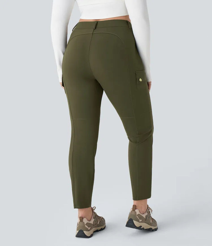 DayStretch High Waisted Zipper Pockets Solid Slim Hiking Plus Size Cargo Trousers