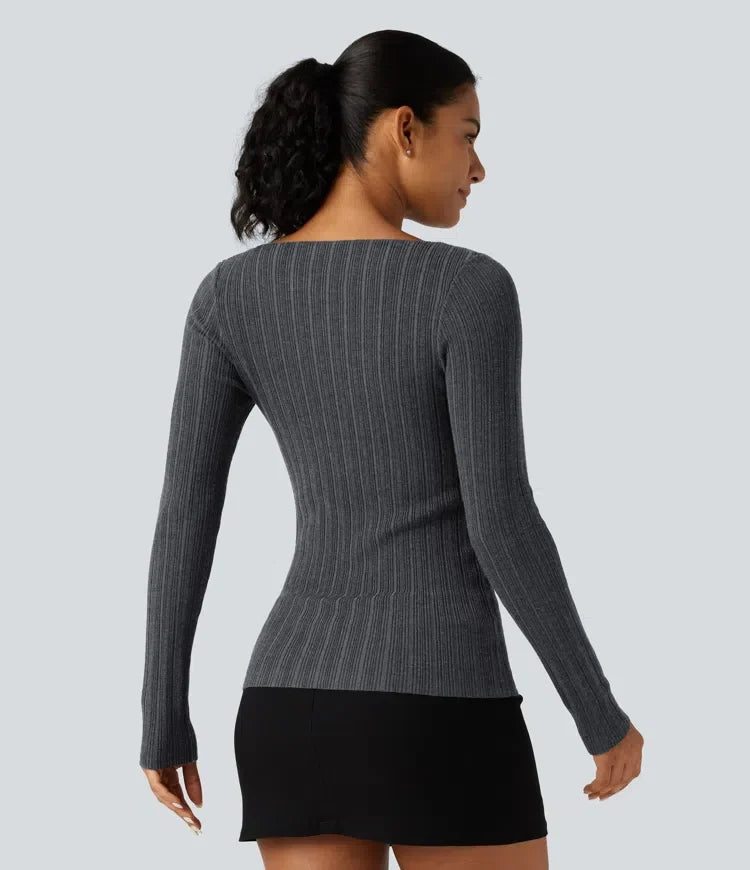 Boat Neck Long Sleeve Casual Jumper