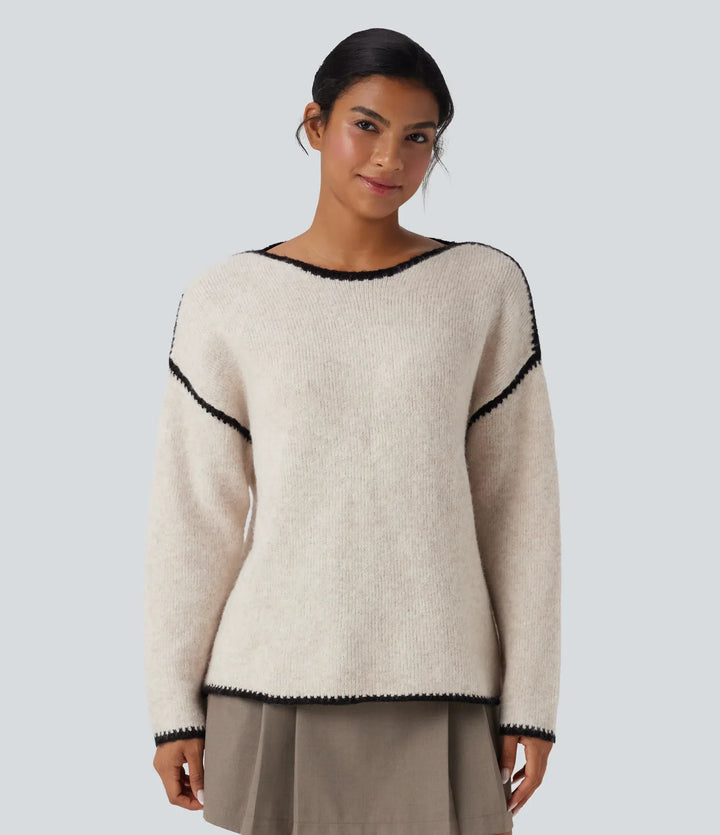 Color Block Relaxed Casual Jumper