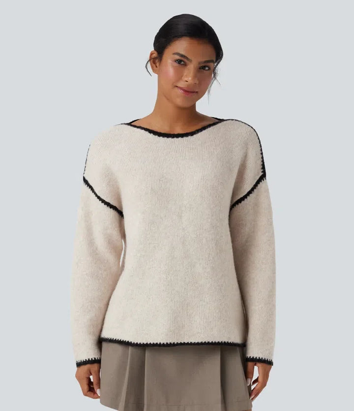 Color Block Relaxed Casual Jumper