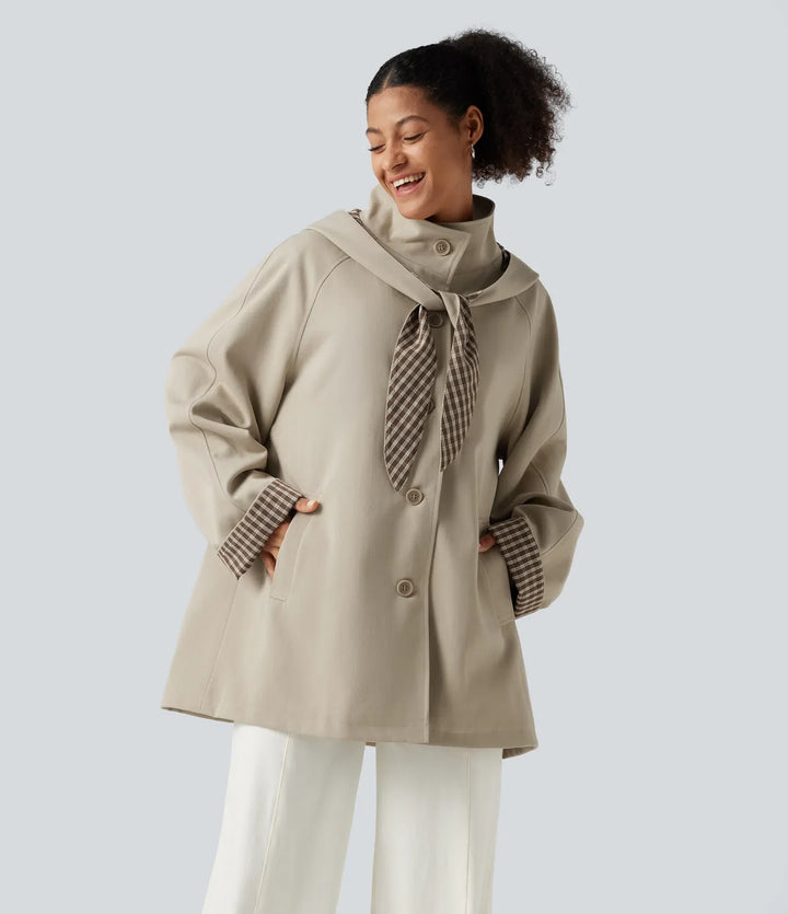 Hooded Raglan Long Sleeve Work Jacket with Pockets