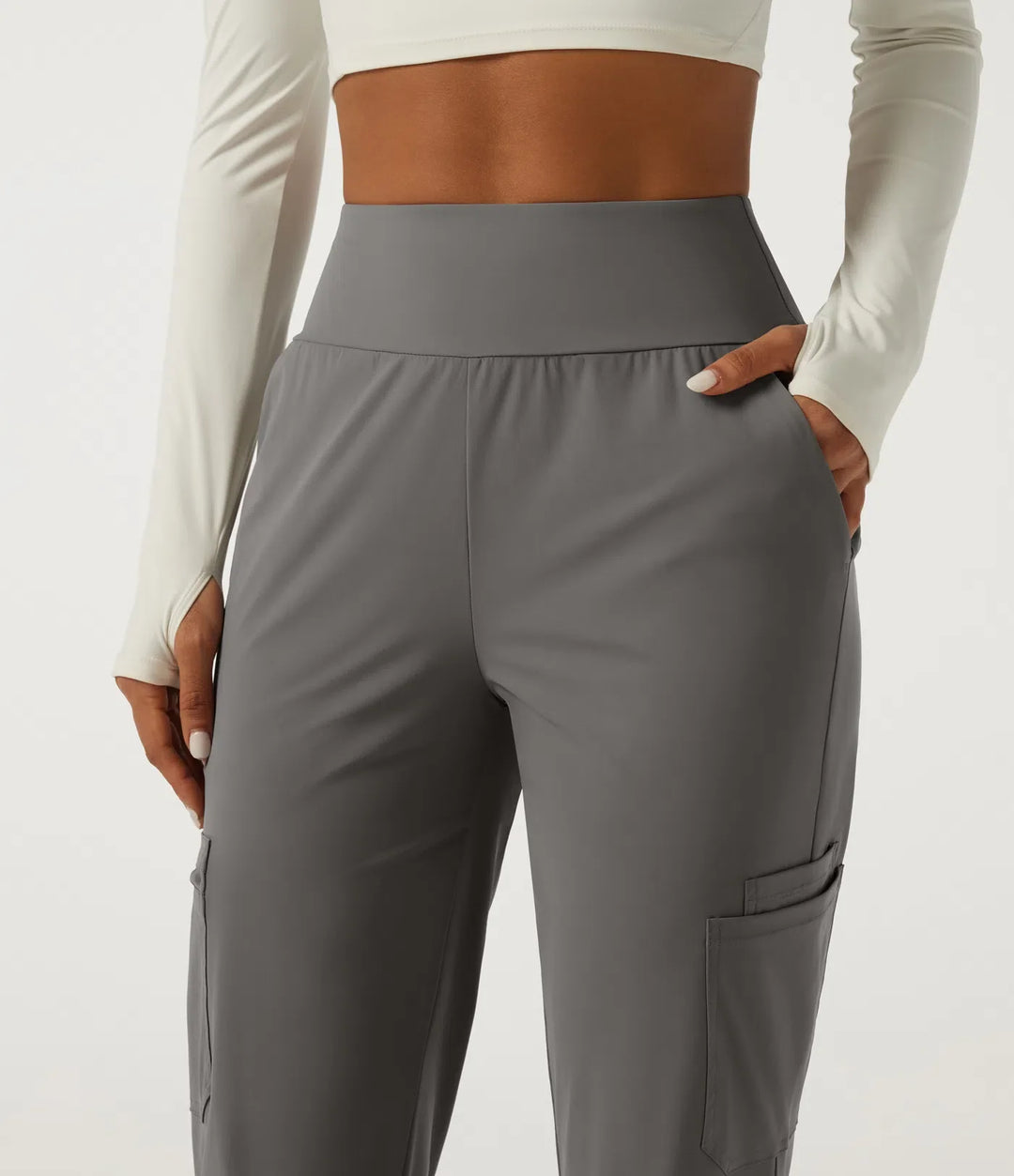 Wrinkle Recovery Quick Dry High Waisted Tapered Workout Joggers with Pockets