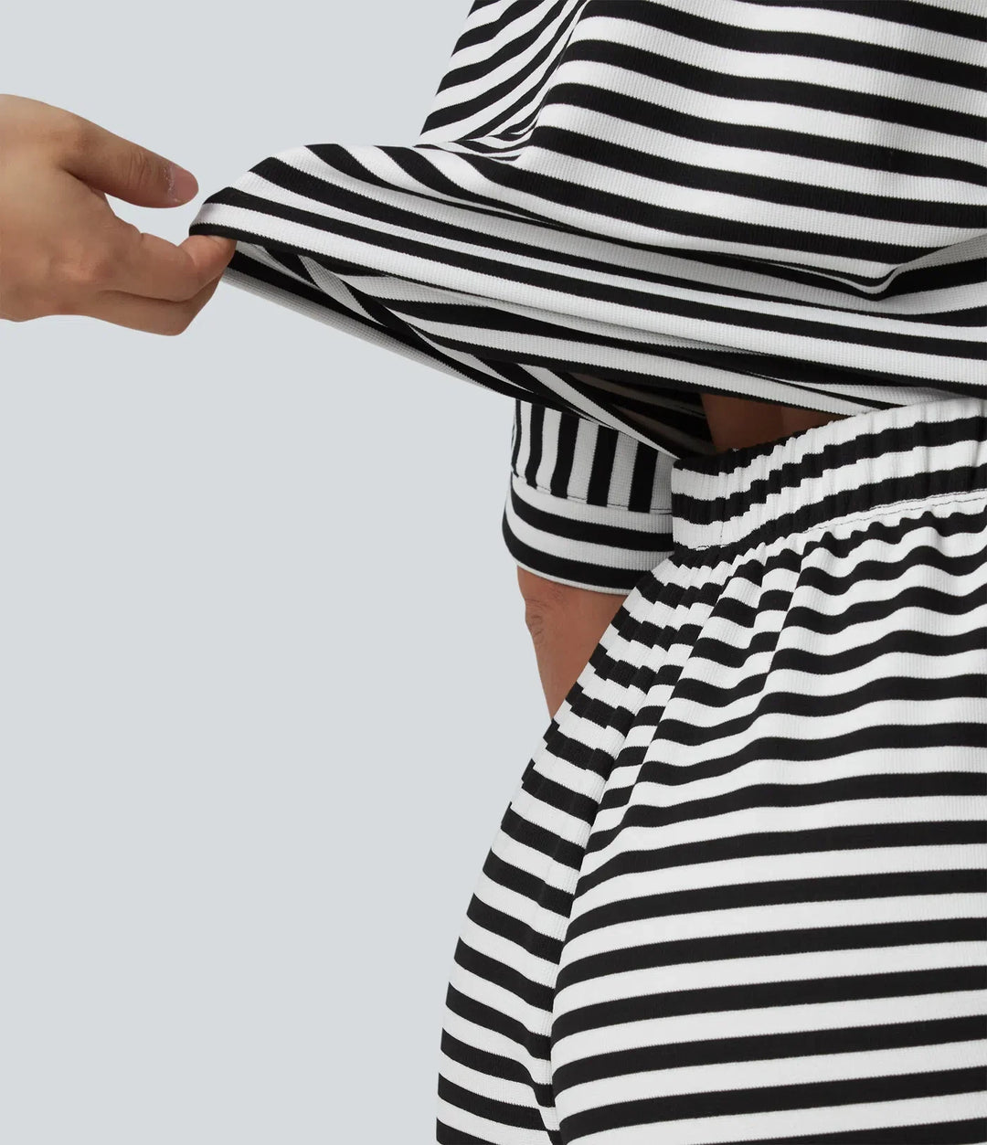 Half Sleeve Belted Stripe Waffle Casual Romper with Pockets-Easy Peezy Edition