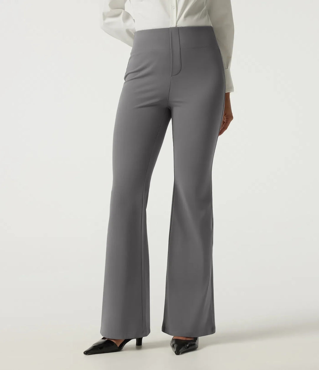 High Waisted Flare Fleece Work Trousers with Pockets