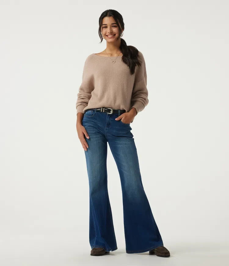Boat Neck Long Sleeve Cut Out Back Casual Jumper