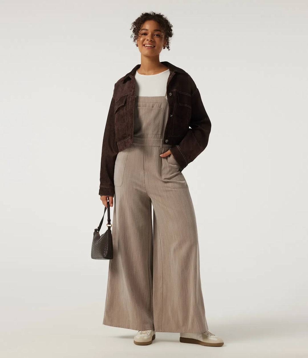 Square Neck Wide Leg Linen-Feel Casual Overalls with Pockets