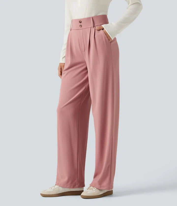 Halara Flex High Waisted Straight Leg Waffle Work Trousers with Pockets