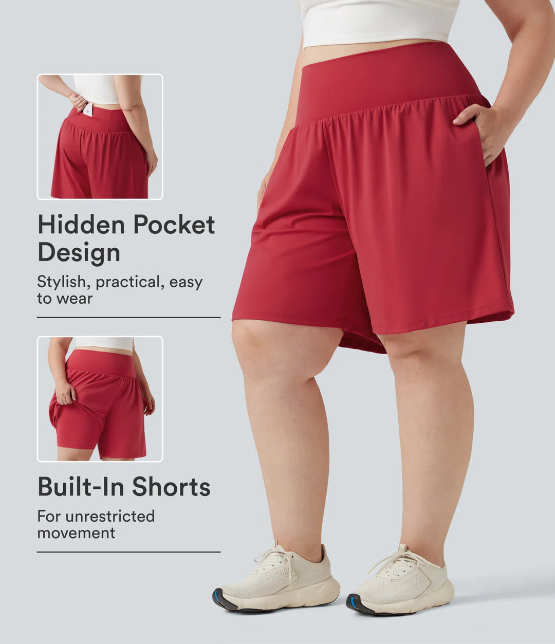 Plus Size SoftlyZero Airy Super High Waisted 2-in-1 Cool Touch Yoga Shorts 9&