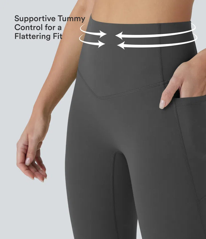 Halara UltraSculpt High Waisted Tummy Control Pedal Pusher Yoga Leggings with Pockets