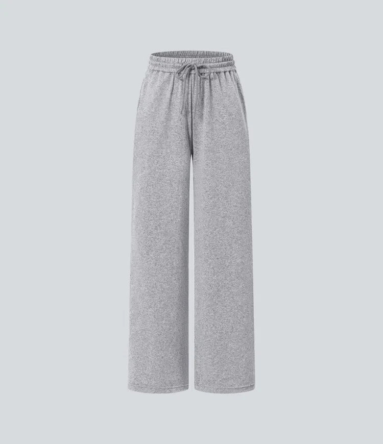 High Waisted Drawstring Pocket Wide Leg Baggy Casual Trousers
