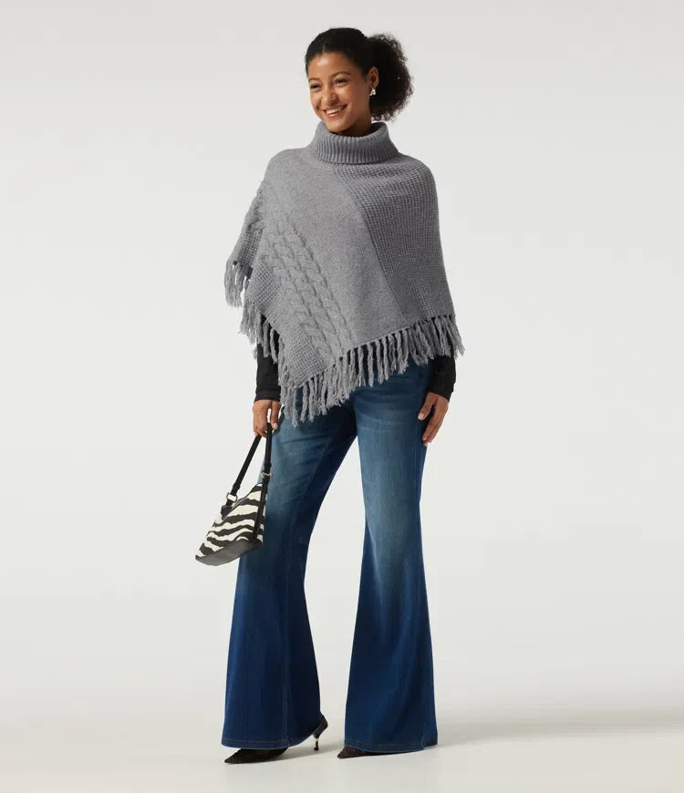 High Neck Fringe Hem Casual Jumper