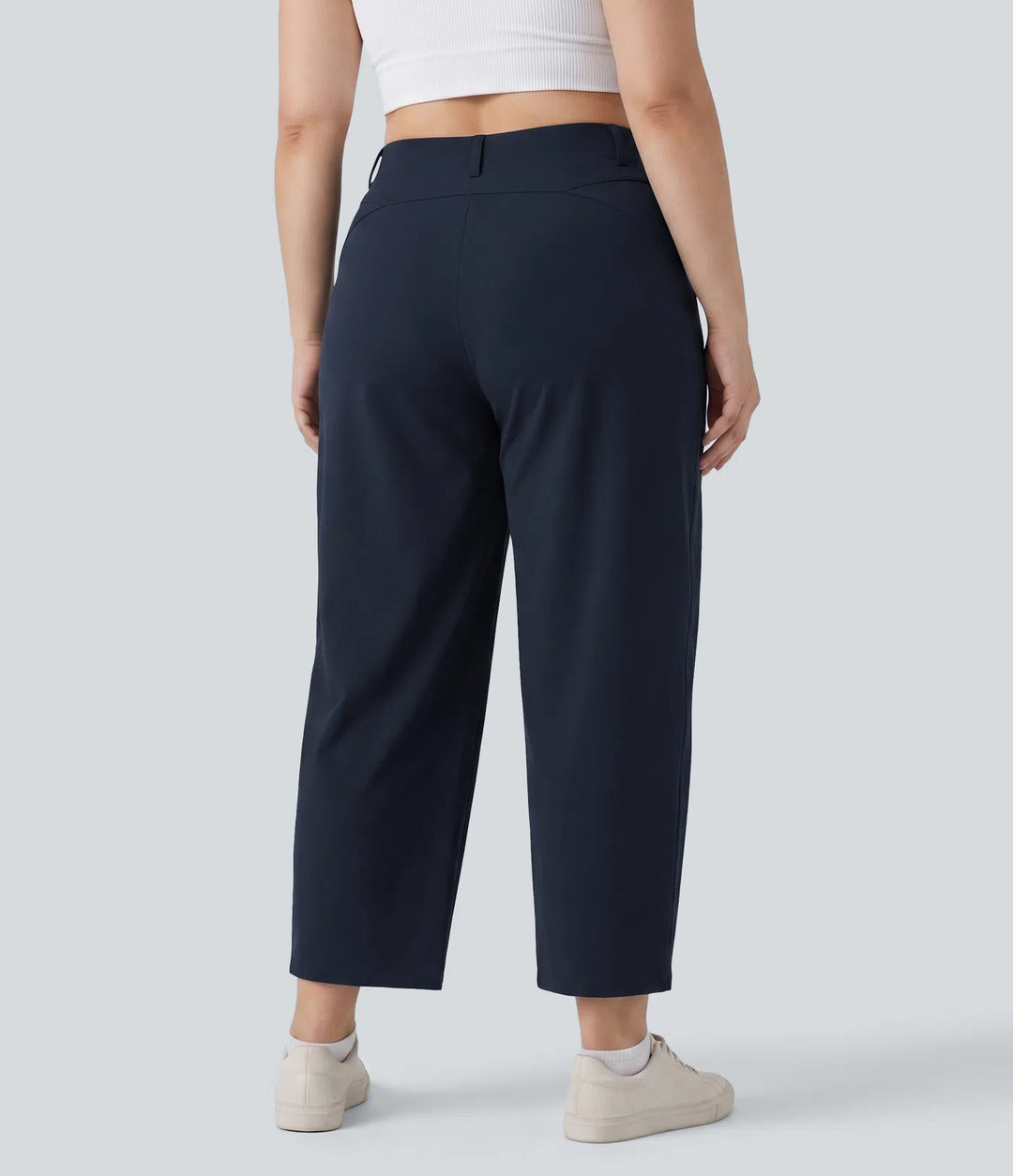 Plus Size DayStretch High Waisted Barrel Leg Casual Trousers with Pockets