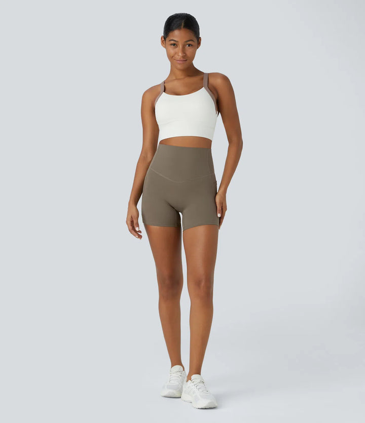 Halara UltraSculpt High Waisted Tummy Control Side Pocket Shaping Training Biker Shorts 5&