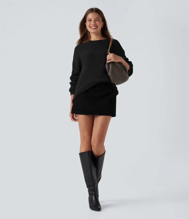 Dropped Shoulder Long Sleeve Casual Jumper
