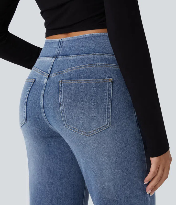 Halara Flex High Waisted Pockets Straight Leg Washed Casual Jeans