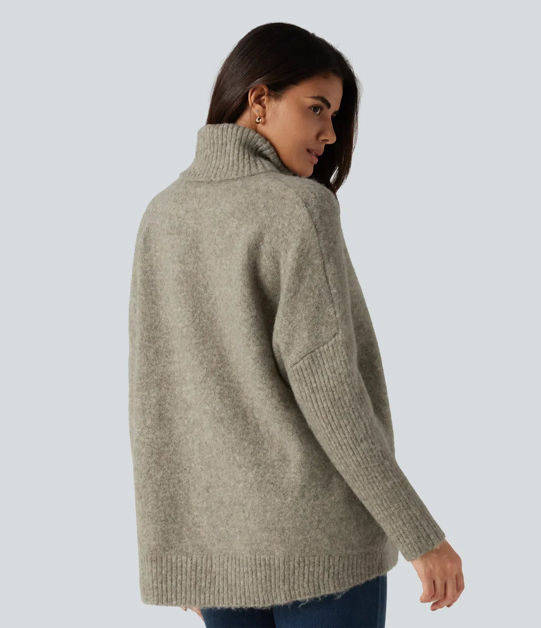High Neck Long Sleeve Oversized Casual Jumper