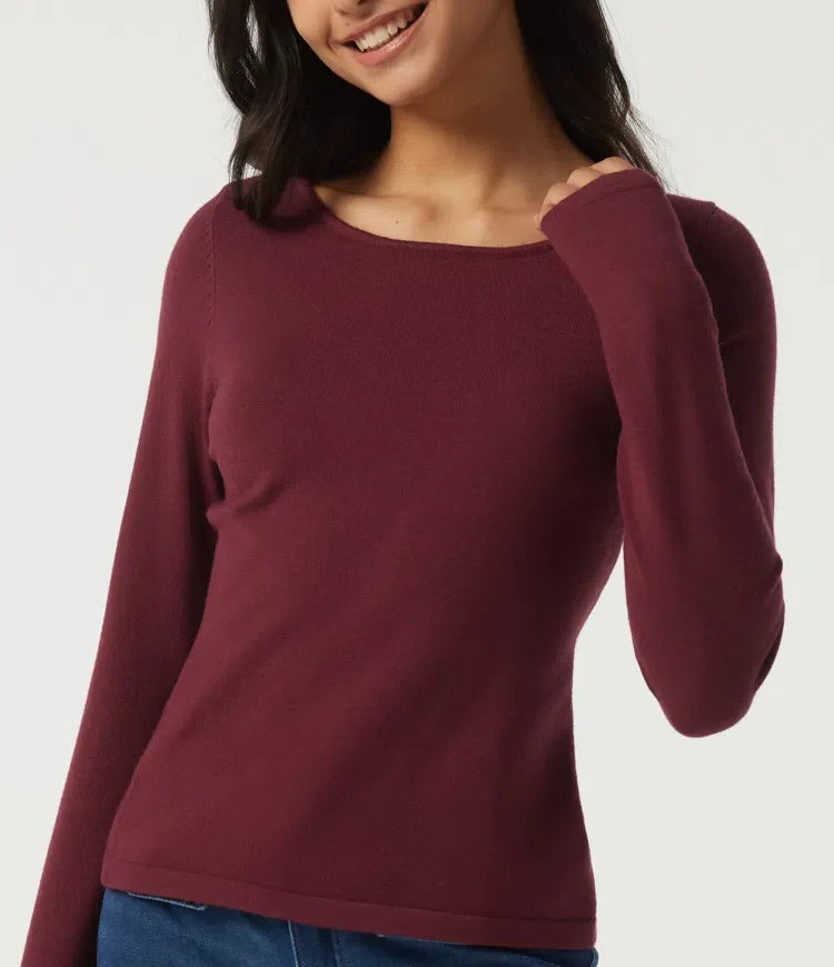 Boat Neck Long Sleeve Contrast Lace Cut Out Back Casual Jumper