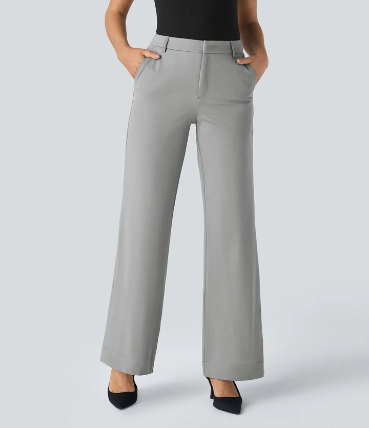 Halara Flex Mid Rise Pocket Straight Leg Work Trousers