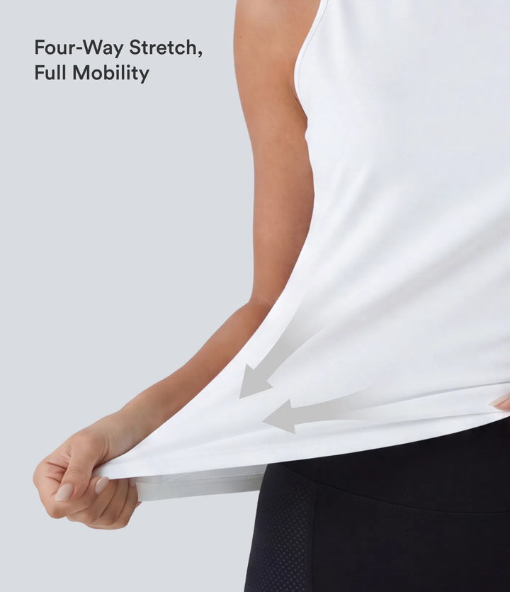 Cut Out Crossover Hem Solid Yoga Tank Vest Top