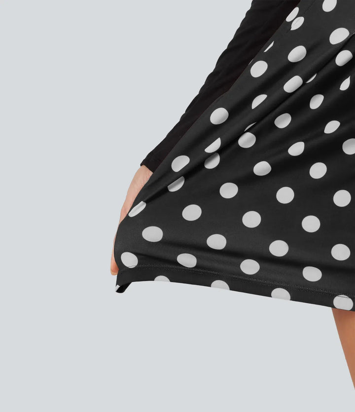 Mid Rise Wide Leg Polka Dot Casual Shorts 4" with Pockets
