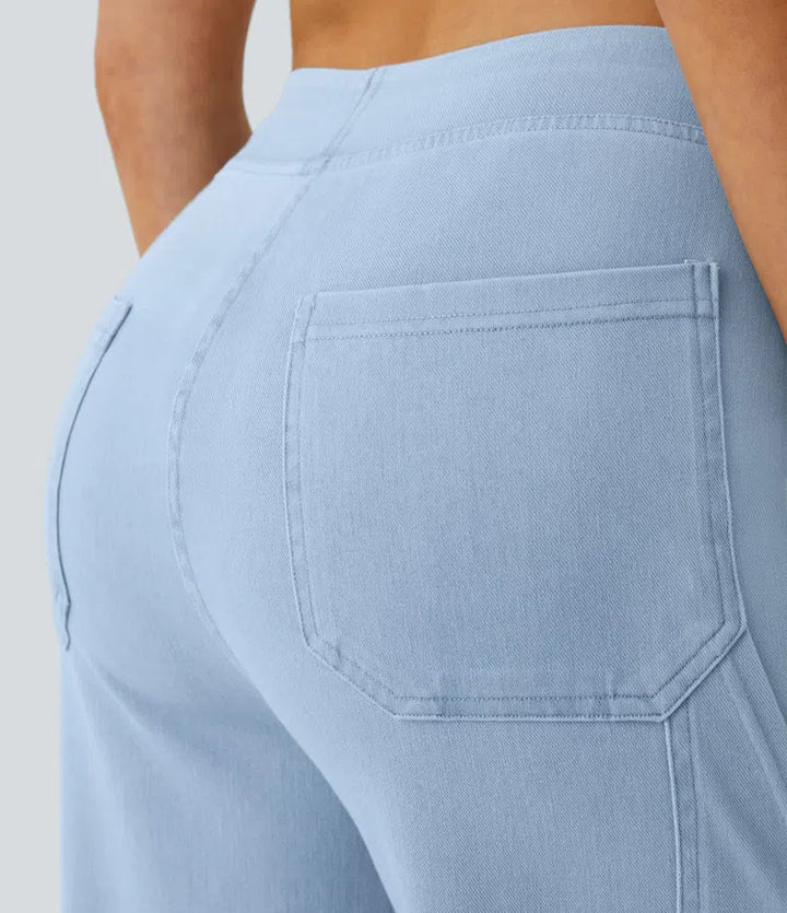Halara Flex Mid Rise Pockets Straight Leg Casual Cargo Jeans