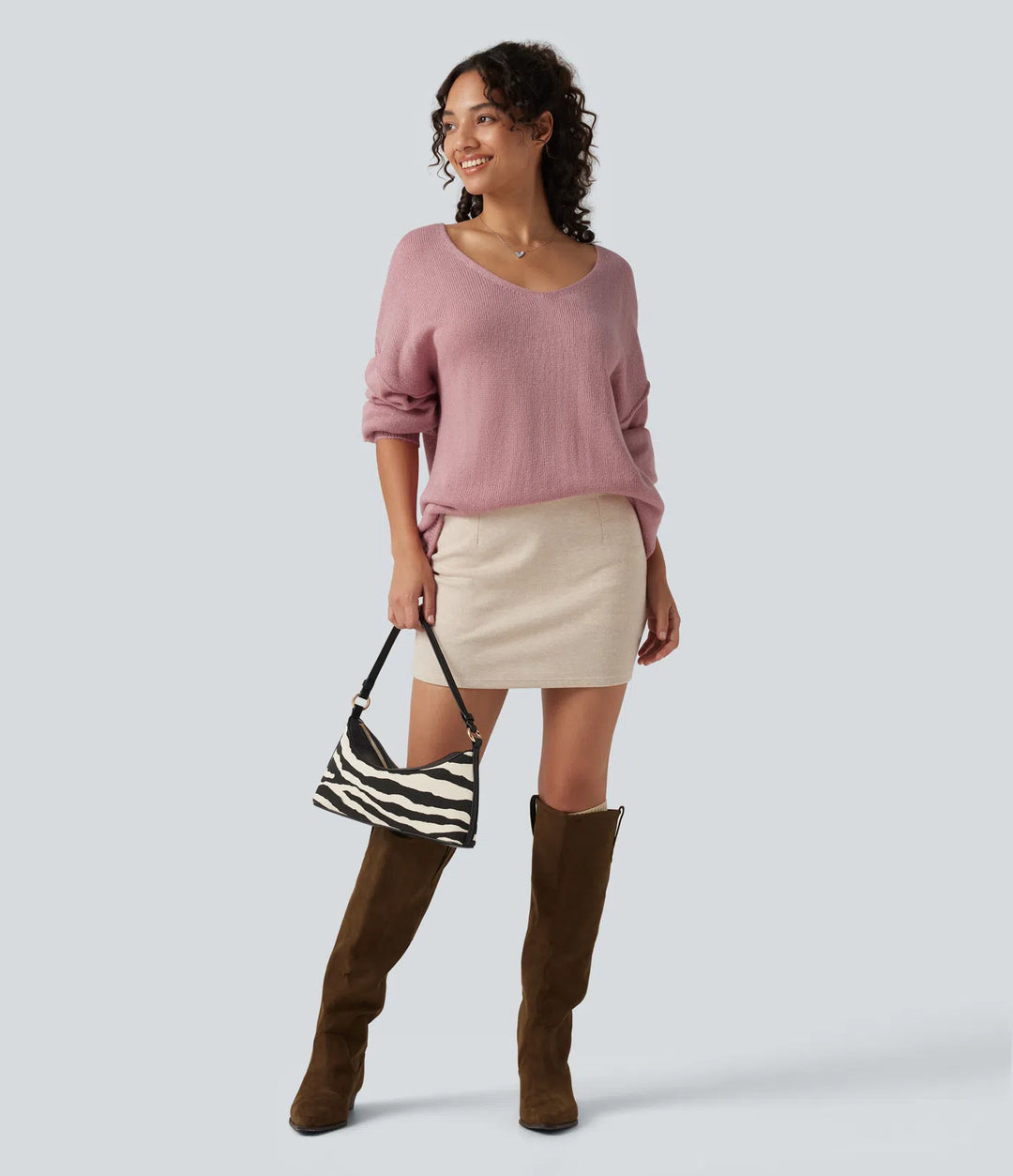 V Neck Long Sleeve Casual Jumper
