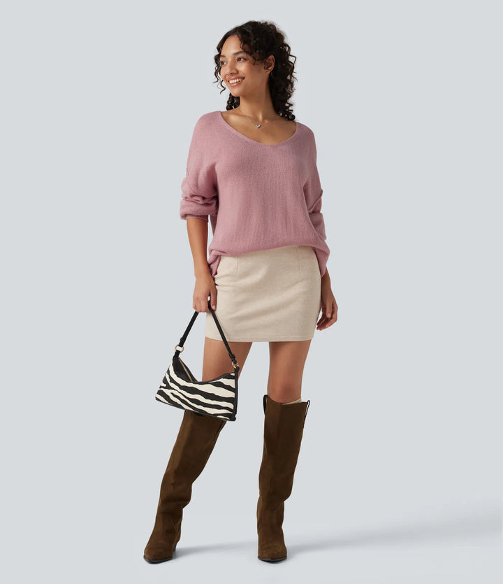 V Neck Long Sleeve Casual Jumper