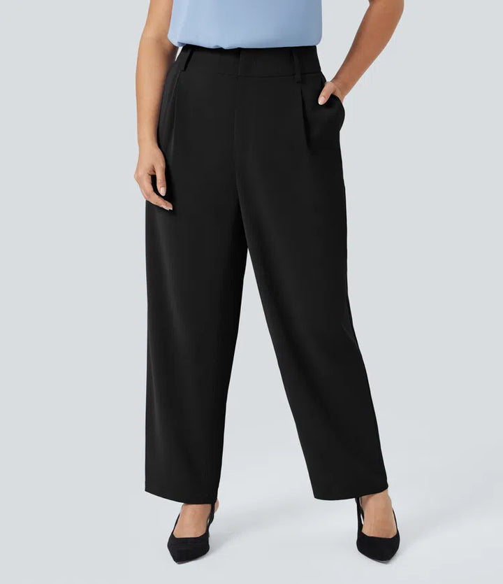 Halara Flex High Waisted Pocket Solid Work Plus Size Tapered Trousers