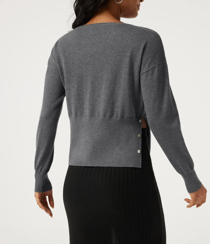 Boat Neck Long Sleeve Asymmetric Casual Jumper
