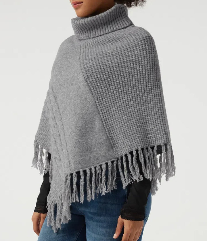 High Neck Fringe Hem Casual Jumper