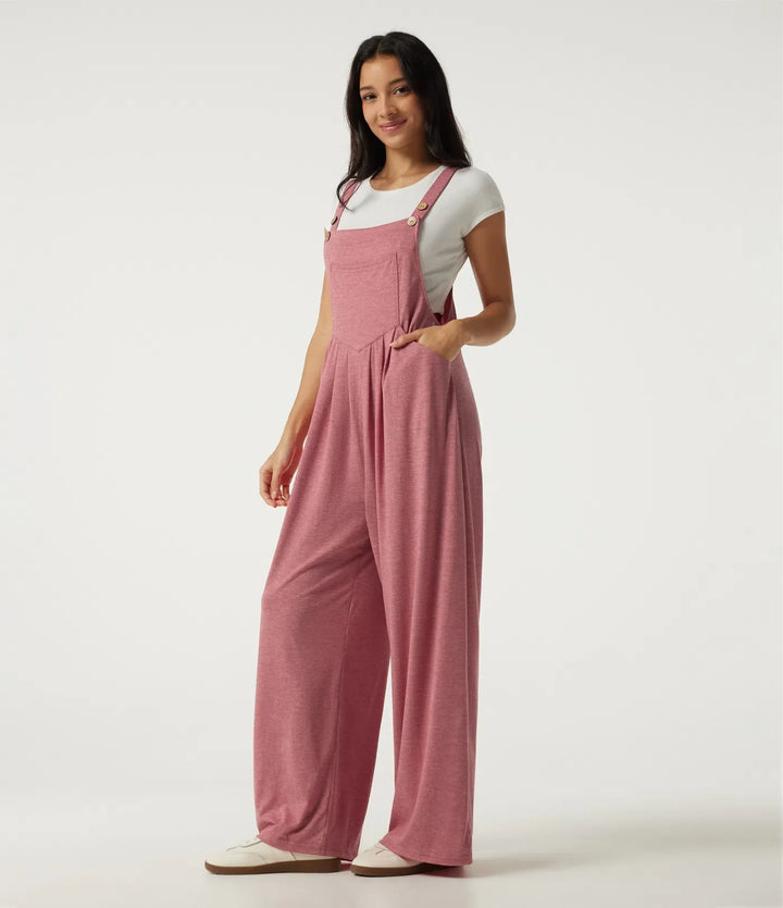 Heathered Casual Overalls with Pockets