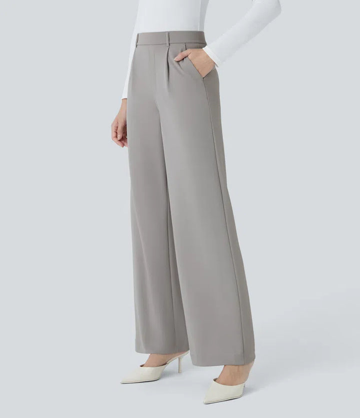 Halara Flex High Waisted Pocket Straight Leg Crepe Work Trousers