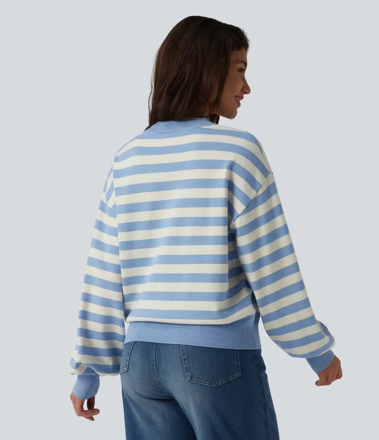 Round Neck Long Sleeve Stripe Casual Jumper