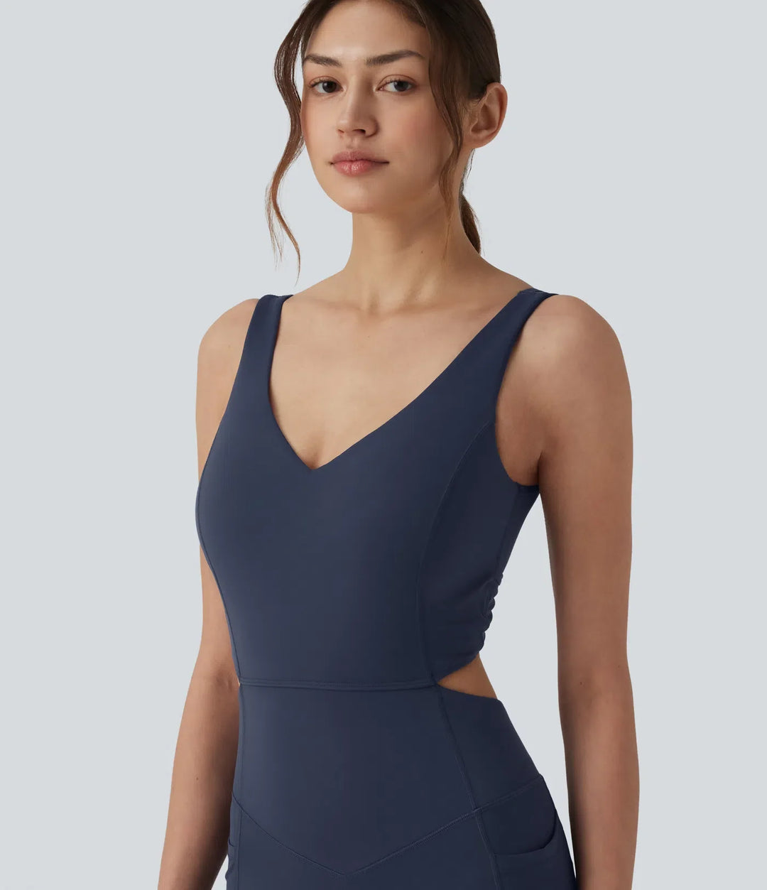 Halara UltraSculpt Non-removable pad Tummy Control Flare Workout Jumpsuit with Pockets-Easy Peezy Edition