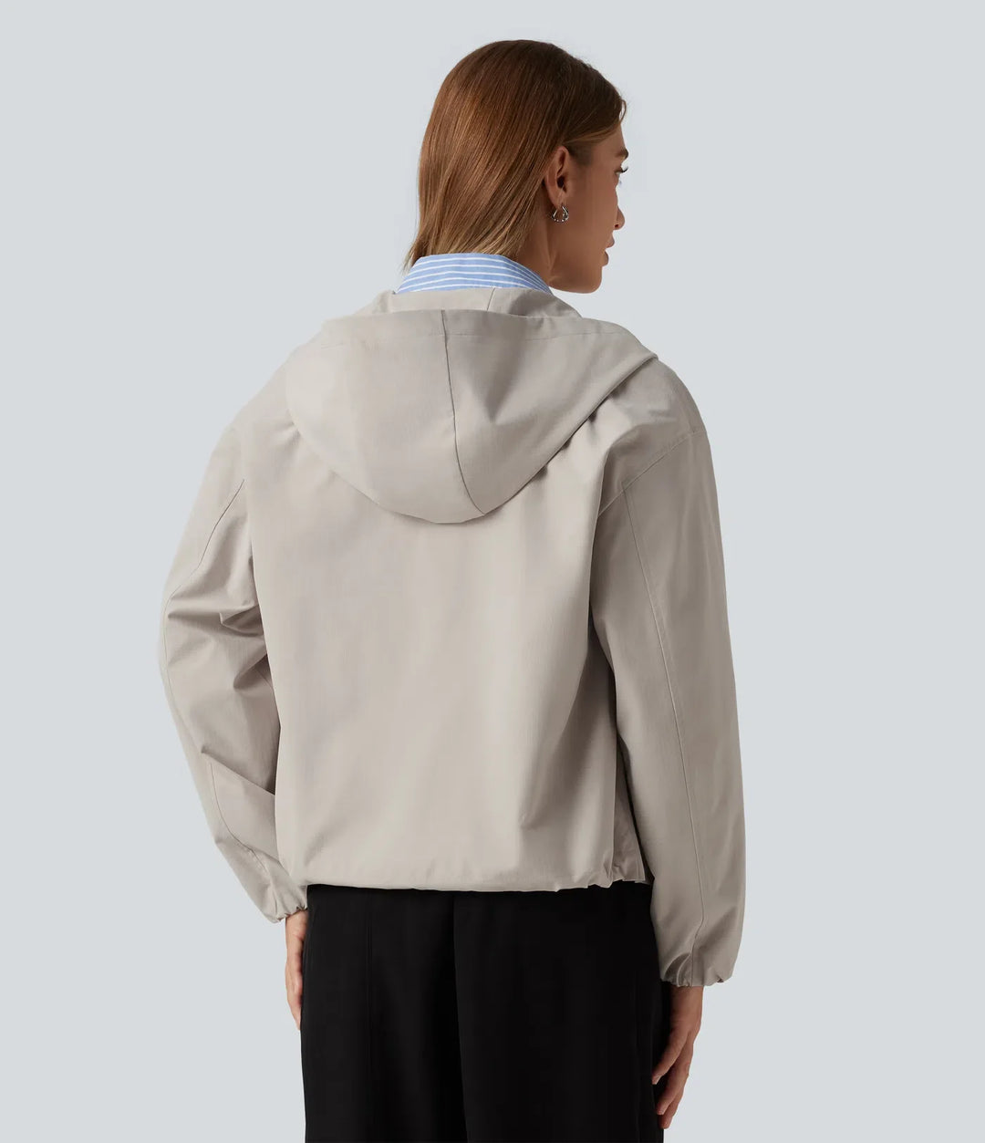 Hooded Long Sleeve Casual Jacket with Pockets