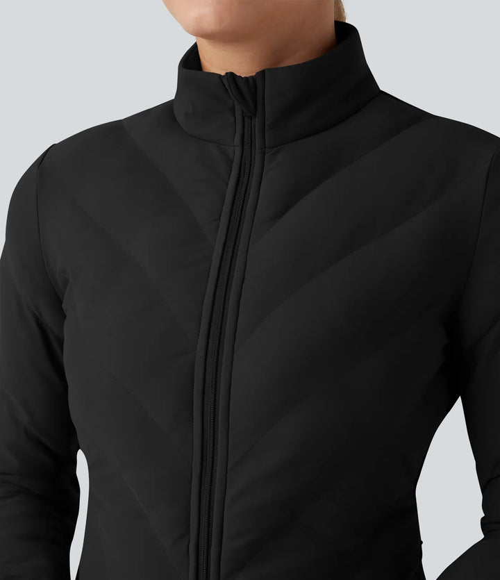 PuffFlex High-neck Long Sleeve Stretchy Casual Padded Jacket with Pockets