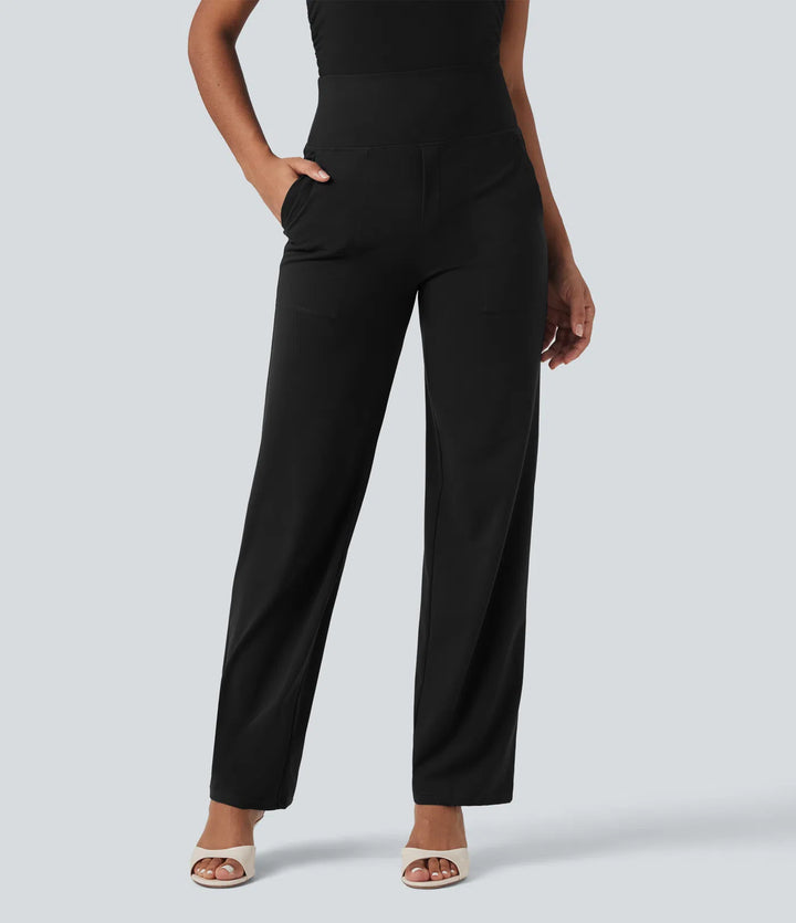 Halara UltraSculpt High Waisted Tummy Control Straight Leg Work Trousers with Pockets