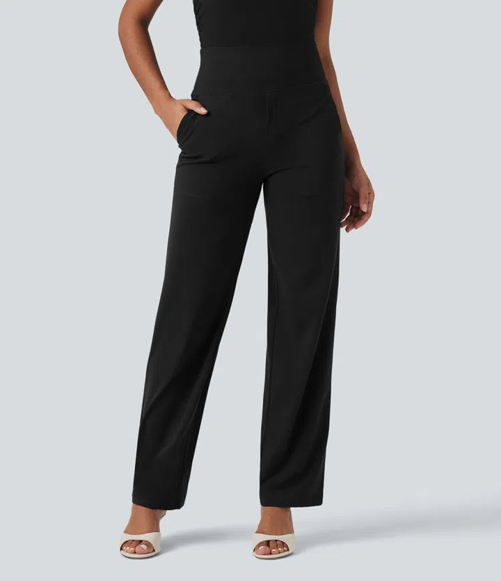 Halara UltraSculpt High Waisted Tummy Control Straight Leg Work Trousers with Pockets