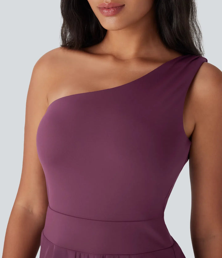 Breezeful One Shoulder Quick Dry Jumpsuit with Pockets