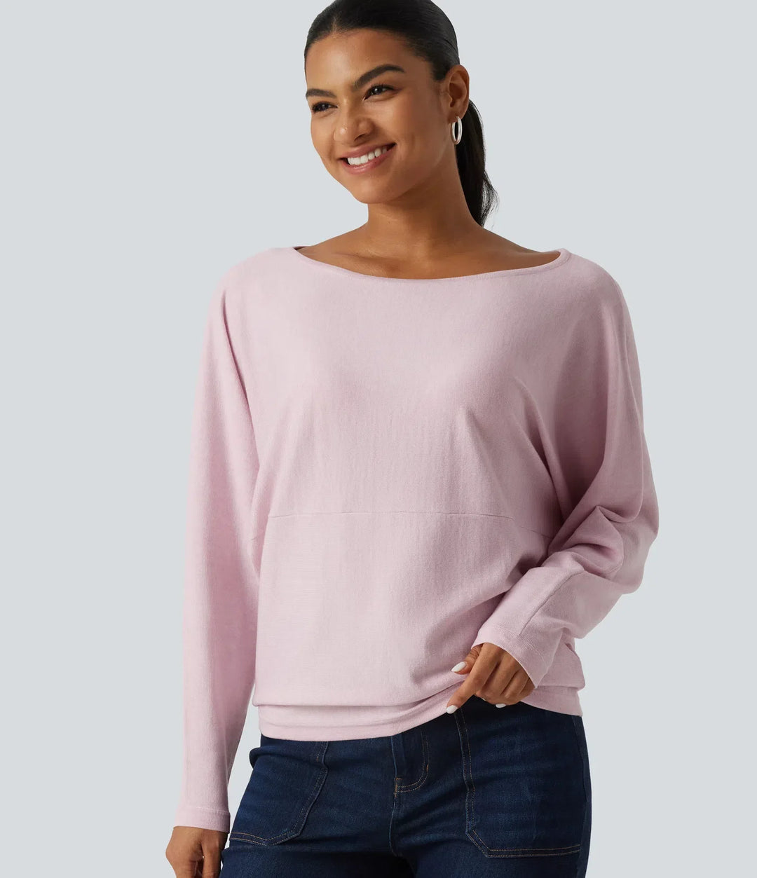 Boat Neck Long Sleeve Casual Jumper