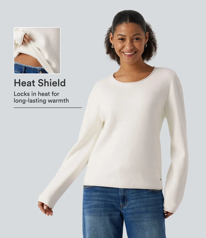 Round Neck Dropped Shoulder Long Sleeve Jumper