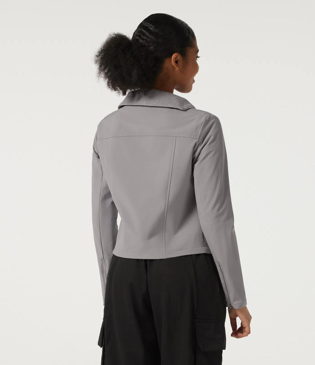 Asymmetric Collar Long Sleeve Casual Jacket with Pockets
