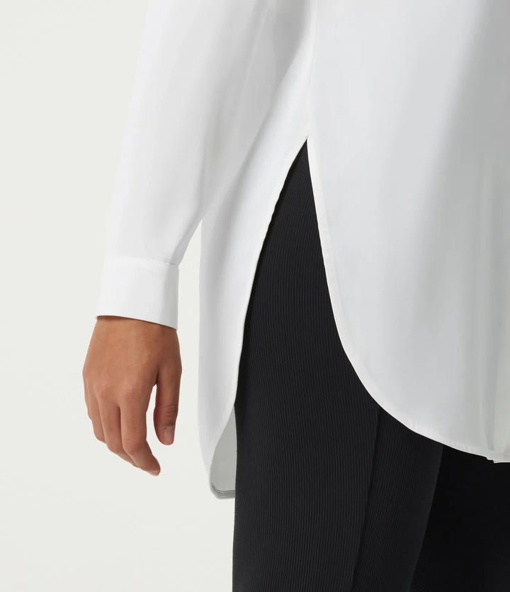 Wrinkle Recovery Long Sleeve Curved Hem Work Shirt