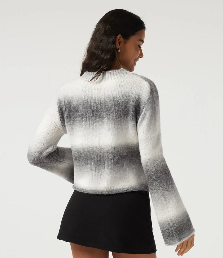 Boat Neck Flounce Long Sleeve Rolled Hem Casual Jumper