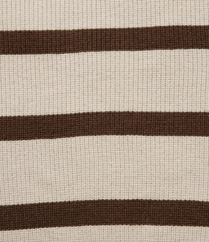 Round Neck Cold Shoulder Long Sleeve Stripe Work Jumper