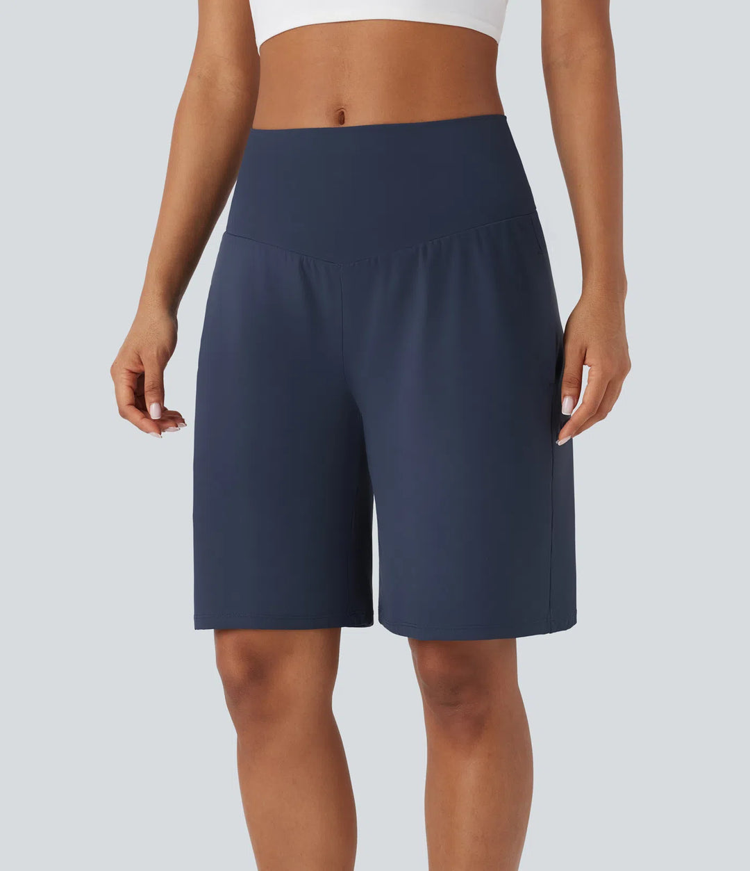 SoftlyZero Airy High Waisted Pockets InstantCool Yoga Bermuda Shorts