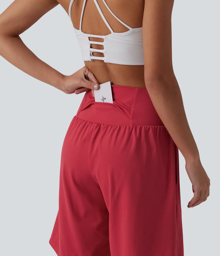 SoftlyZero Airy Super High Waisted 2-in-1 InstantCool Yoga Shorts 9" with Pockets