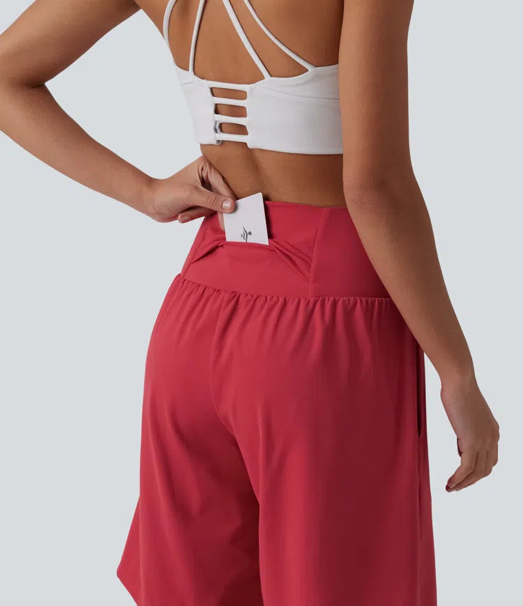 SoftlyZero Airy Super High Waisted 2-in-1 InstantCool Yoga Shorts 9" with Pockets