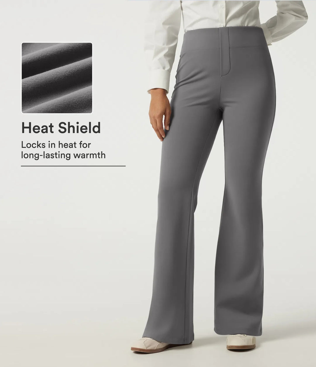 High Waisted Flare Fleece Work Trousers with Pockets