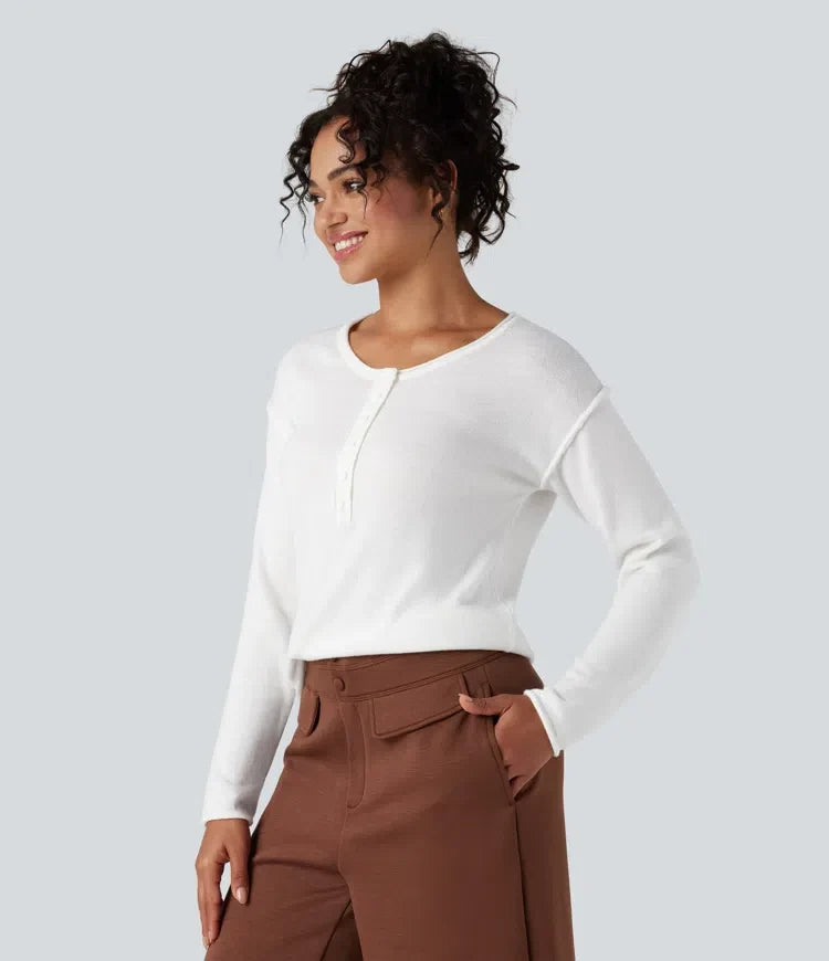 Henley Neck Long Sleeve Work Jumper